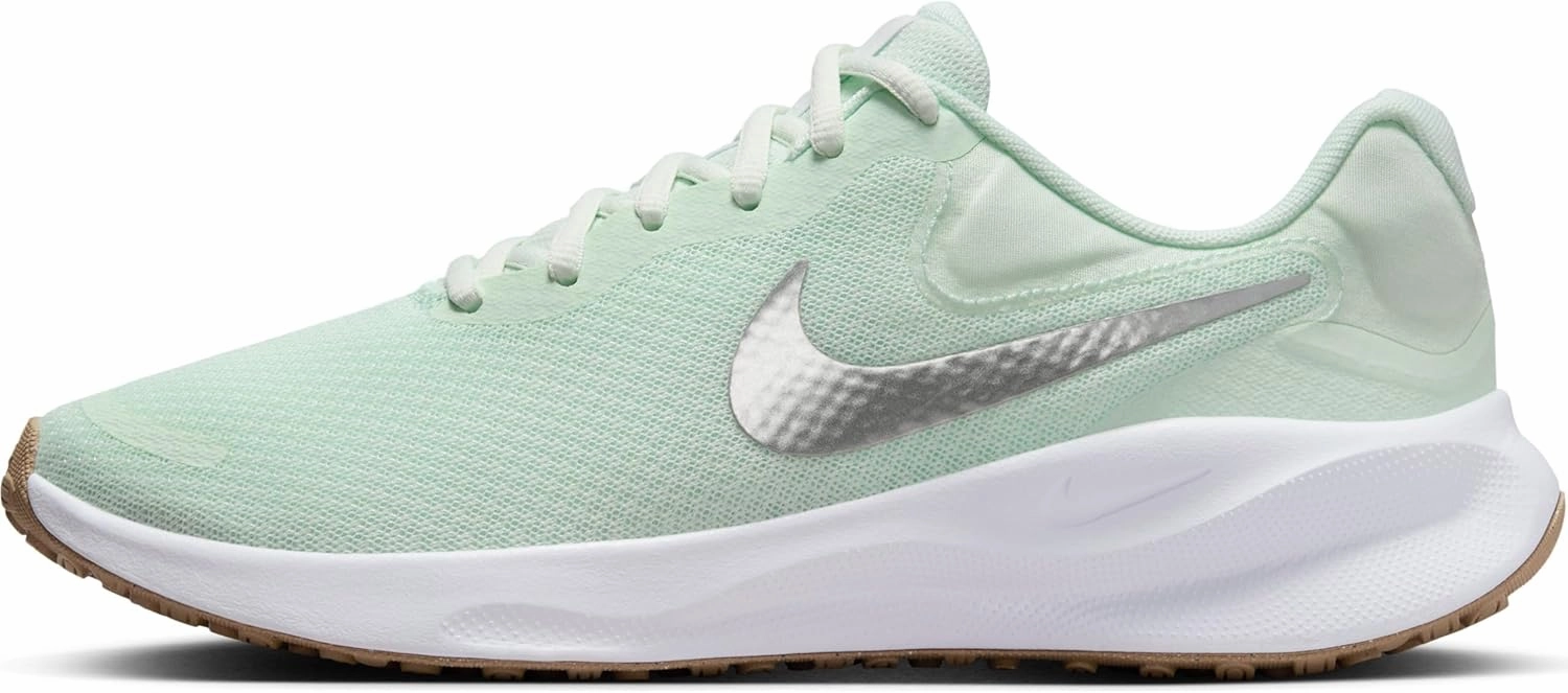 Nike Revolution 7 Women's Road Running Shoes (FB2208-303, Barely Green/White/Platinum Tint/Metallic Silver) Size 10