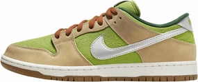 Nike SB Dunk Low Pro Skate Shoes (FQ7585-200, Sesame/Pear/Fir/Metallic Silver) Size 11.5