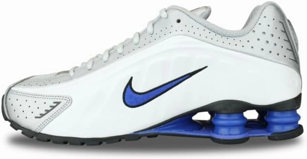 Nike Shox R4 Men's Shoes (HQ1988-100, White/Racer Blue/Iron Grey/Metallic Silver)