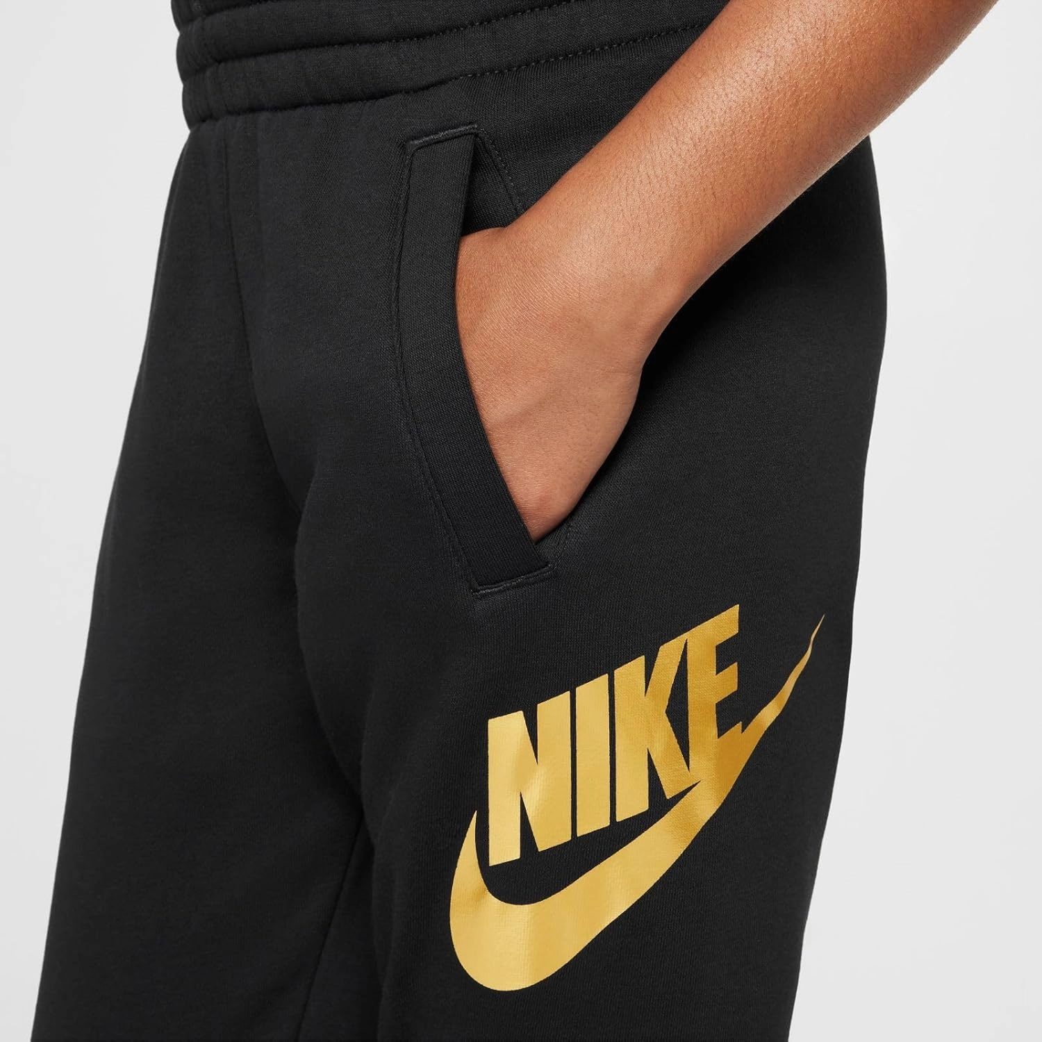 Nike Sportswear Club Fleece Big Kids' Joggers (HQ0981-010, Black/Metallic Gold)