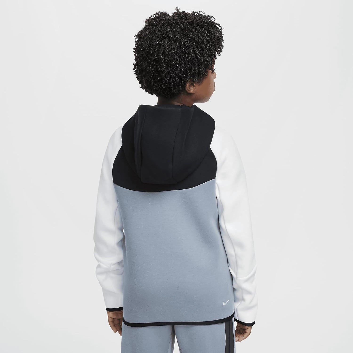 Nike Sportswear Tech Fleece Big Kids' Full-Zip Hoodie (HV5867-065, Cool Grey/Black/White/Metallic Gold)