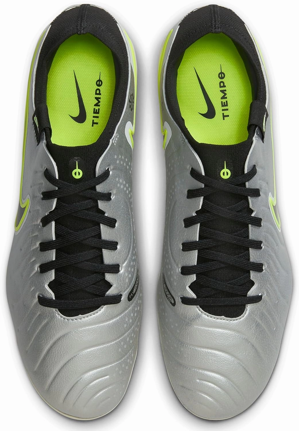 Nike Tiempo Legend 10 Pro Artificial-Grass Low-Top Soccer Cleats (DV4334-001, Metallic Silver/Volt/Black)