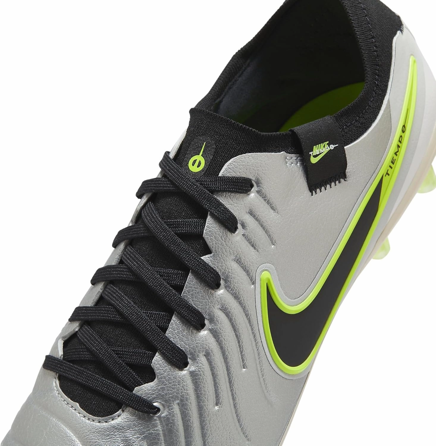 Nike Tiempo Legend 10 Pro Artificial-Grass Low-Top Soccer Cleats (DV4334-001, Metallic Silver/Volt/Black)