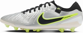 Nike Tiempo Legend 10 Pro Artificial-Grass Low-Top Soccer Cleats (DV4334-001, Metallic Silver/Volt/Black)