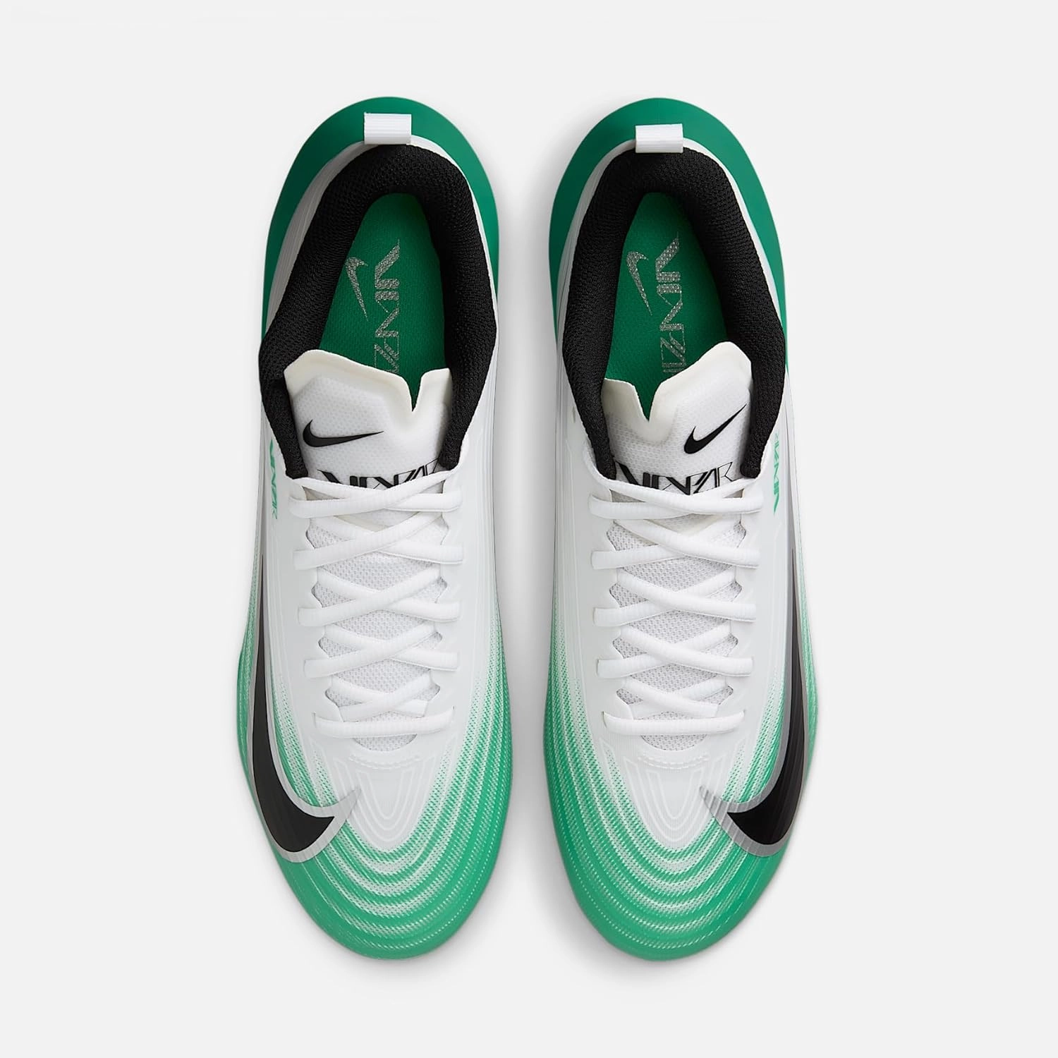 Nike Vapor Speed 3 Football Cleats (HM8849-100, White/Stadium Green/Metallic Silver/Black) Size 10