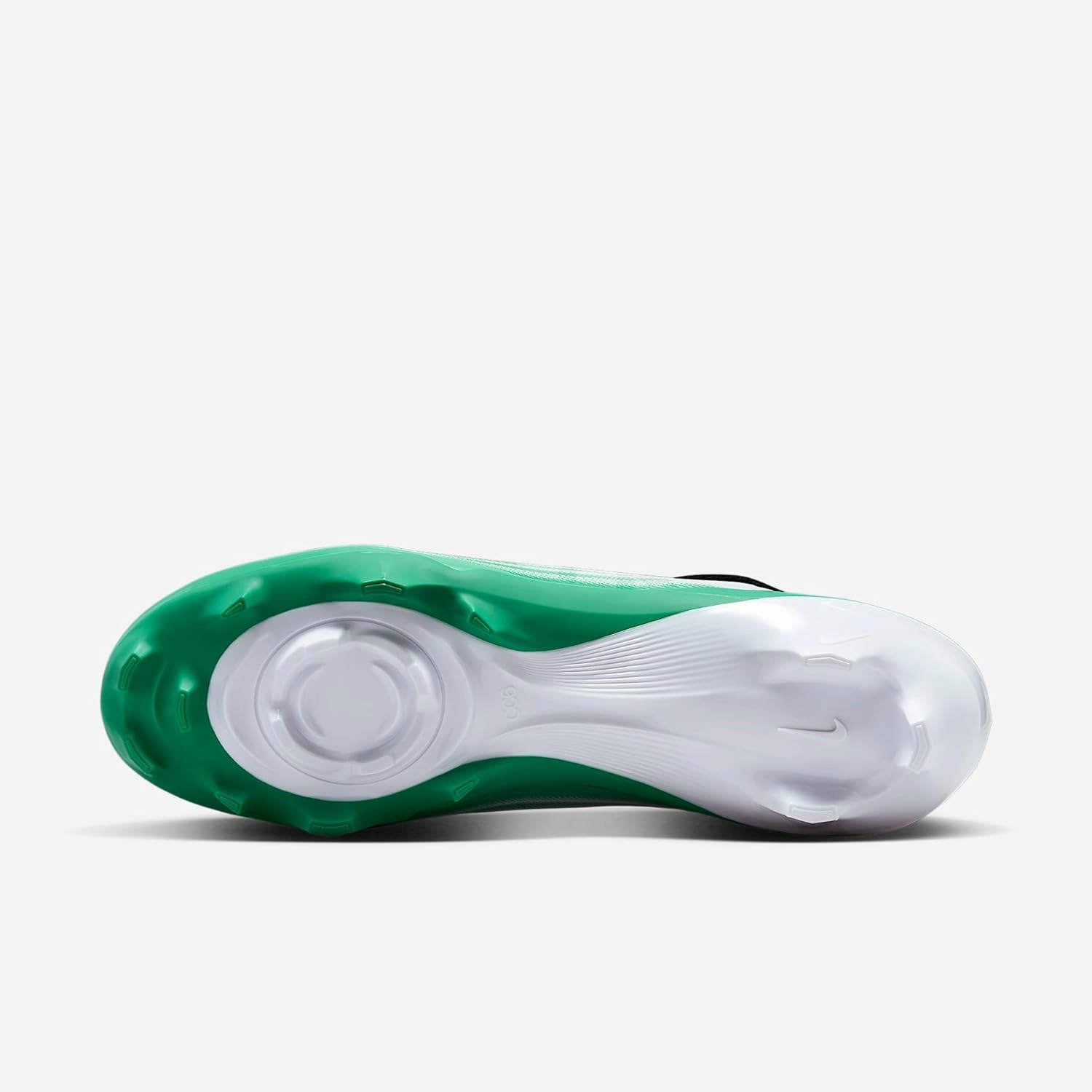 Nike Vapor Speed 3 Football Cleats (HM8849-100, White/Stadium Green/Metallic Silver/Black) Size 10