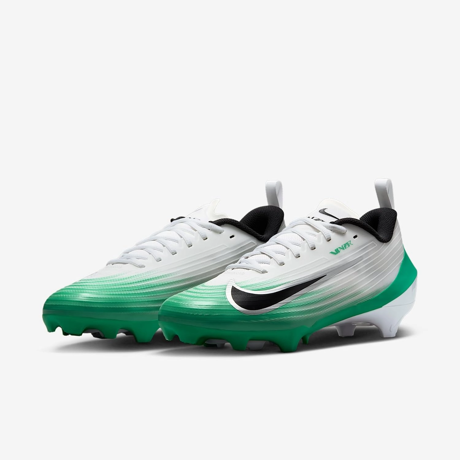 Nike Vapor Speed 3 Football Cleats (HM8849-100, White/Stadium Green/Metallic Silver/Black) Size 10