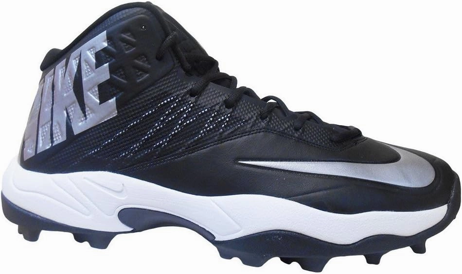 Nike Zoom Code Elite 3/4 Shark Men's Molded Football Cleats (18, Black/Metallic Silver)