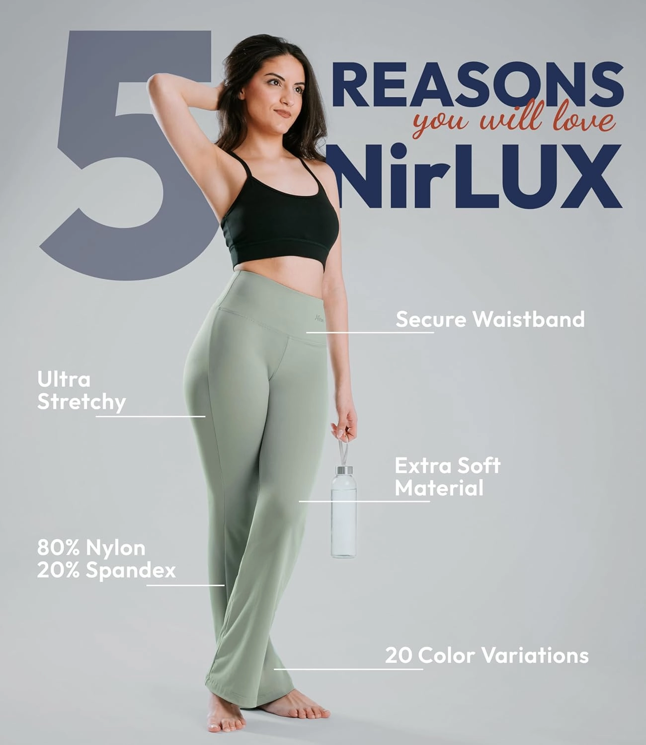 NirLUX Bootcut Yoga Pants - Soft Leggings for Women Regular & Plus Size Womens Leggings Tummy Control for Gym & Yoga