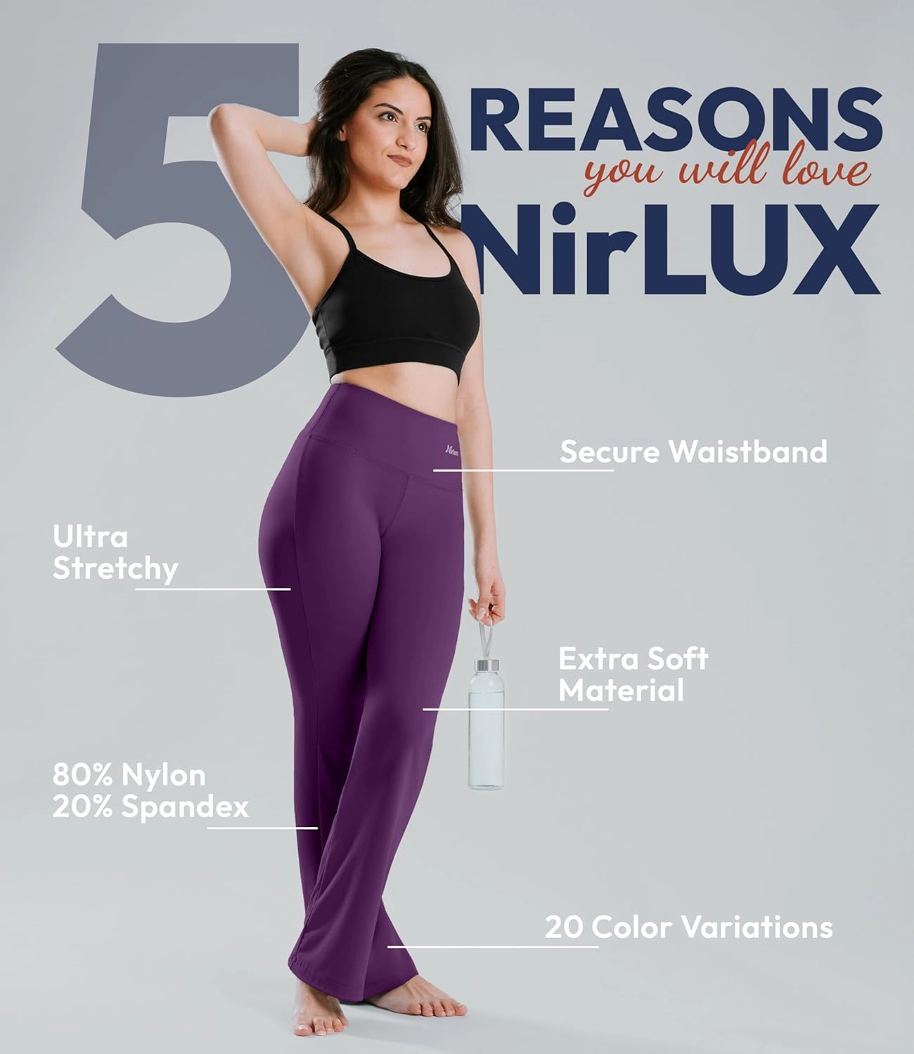 NirLUX Bootcut Yoga Pants - Soft Leggings for Women Regular & Plus Size Womens Leggings Tummy Control for Gym & Yoga