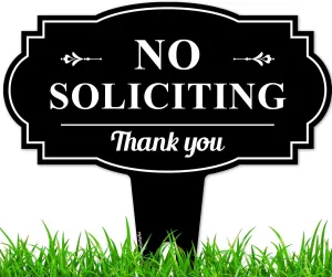 No Soliciting Sign for House, No soliciting yard Sign, 13"x13", Heavy Duty Integrated Ground Stakes, Rust Free Aluminum Composite, Made in USA by My Sign center…
