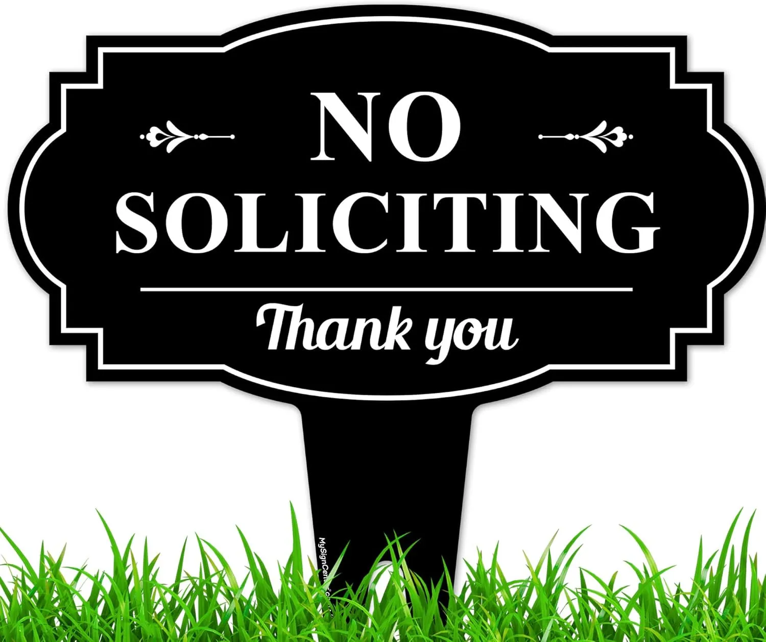 No Soliciting Sign for House, No soliciting yard Sign, 13"x13", Heavy Duty Integrated Ground Stakes, Rust Free Aluminum Composite, Made in USA by My Sign center…