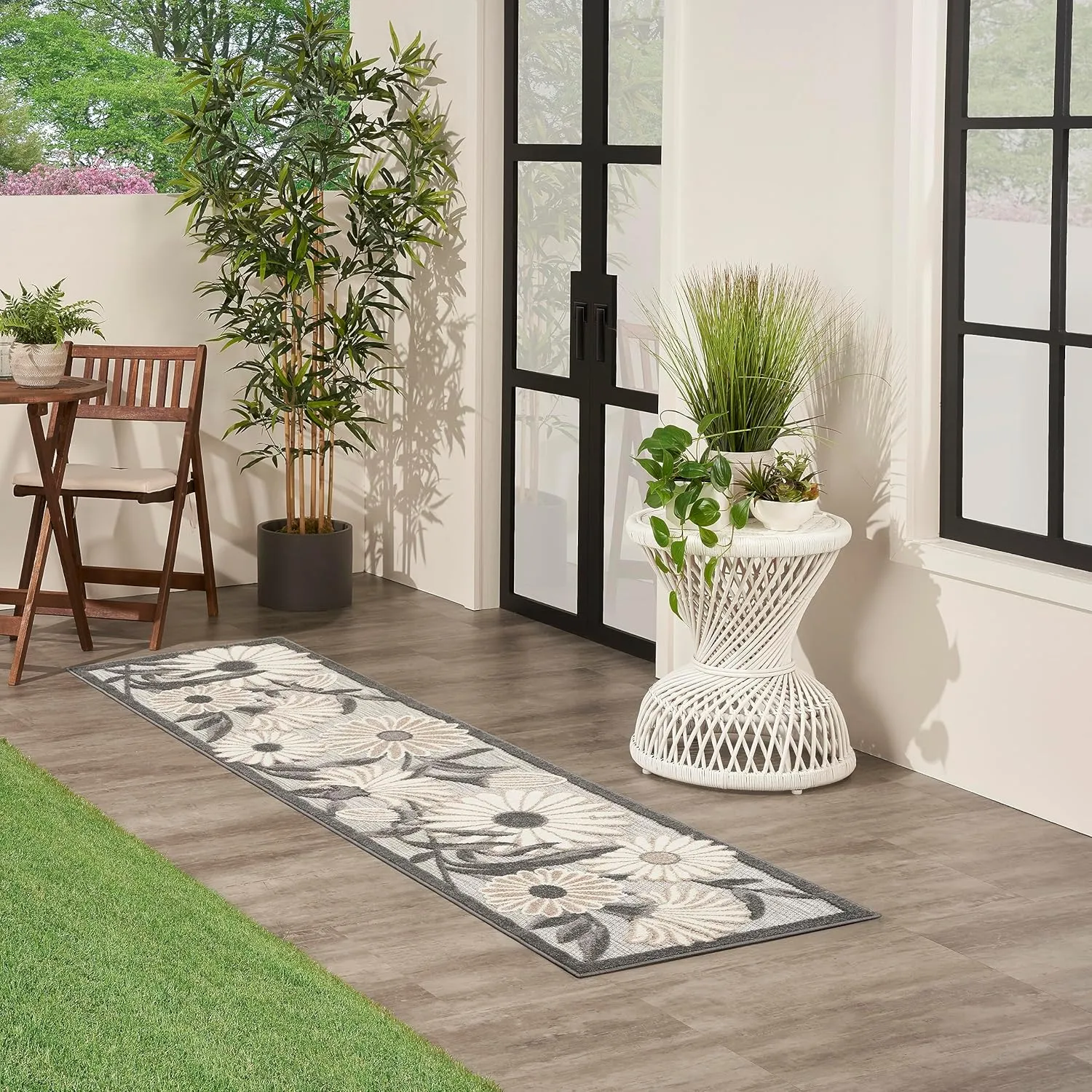Nourison Aloha Outdoor Beige 2'3" x 8' Area Rug, Easy Cleaning, Non Shedding, Bed Room, Living Room, Dining Room, Deck, Backyard, Patio (2x8)
