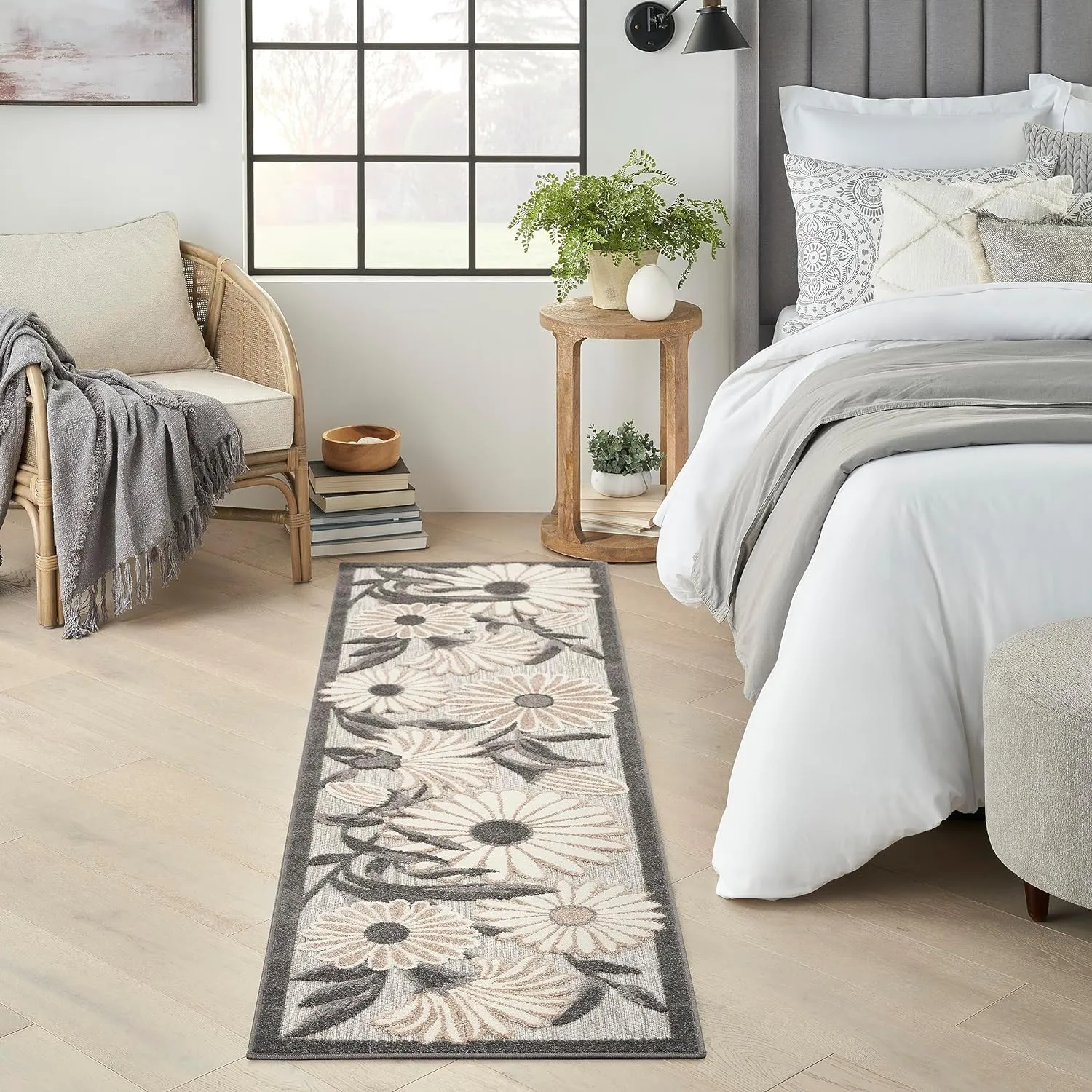 Nourison Aloha Outdoor Beige 2'3" x 8' Area Rug, Easy Cleaning, Non Shedding, Bed Room, Living Room, Dining Room, Deck, Backyard, Patio (2x8)