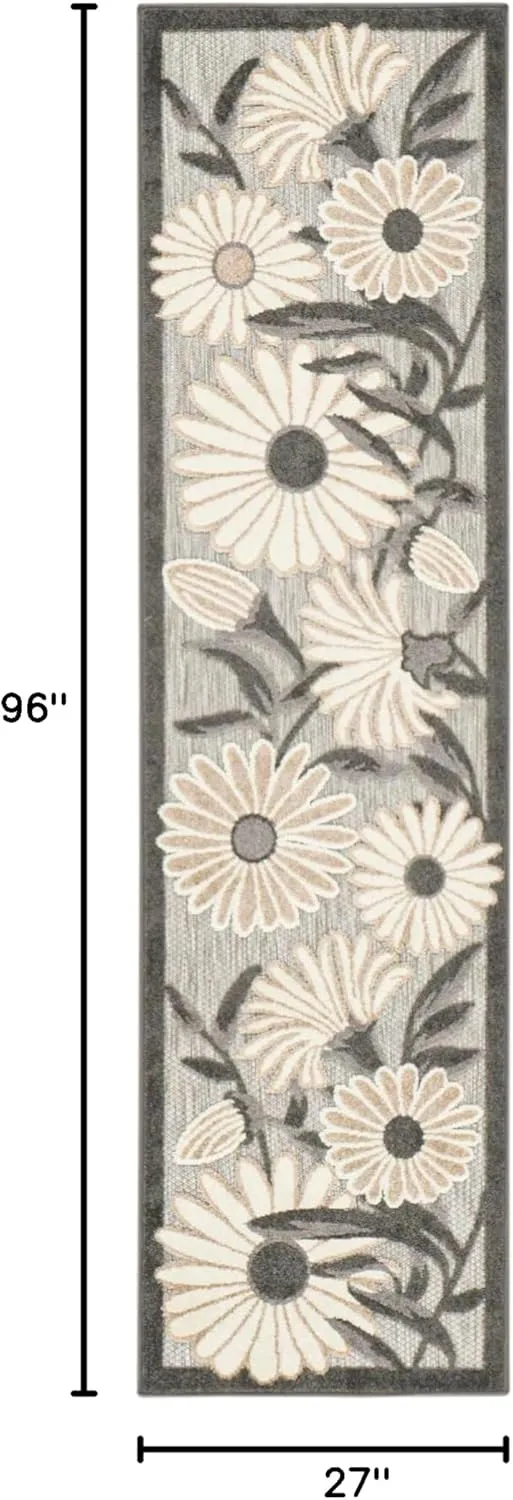 Nourison Aloha Outdoor Beige 2'3" x 8' Area Rug, Easy Cleaning, Non Shedding, Bed Room, Living Room, Dining Room, Deck, Backyard, Patio (2x8)