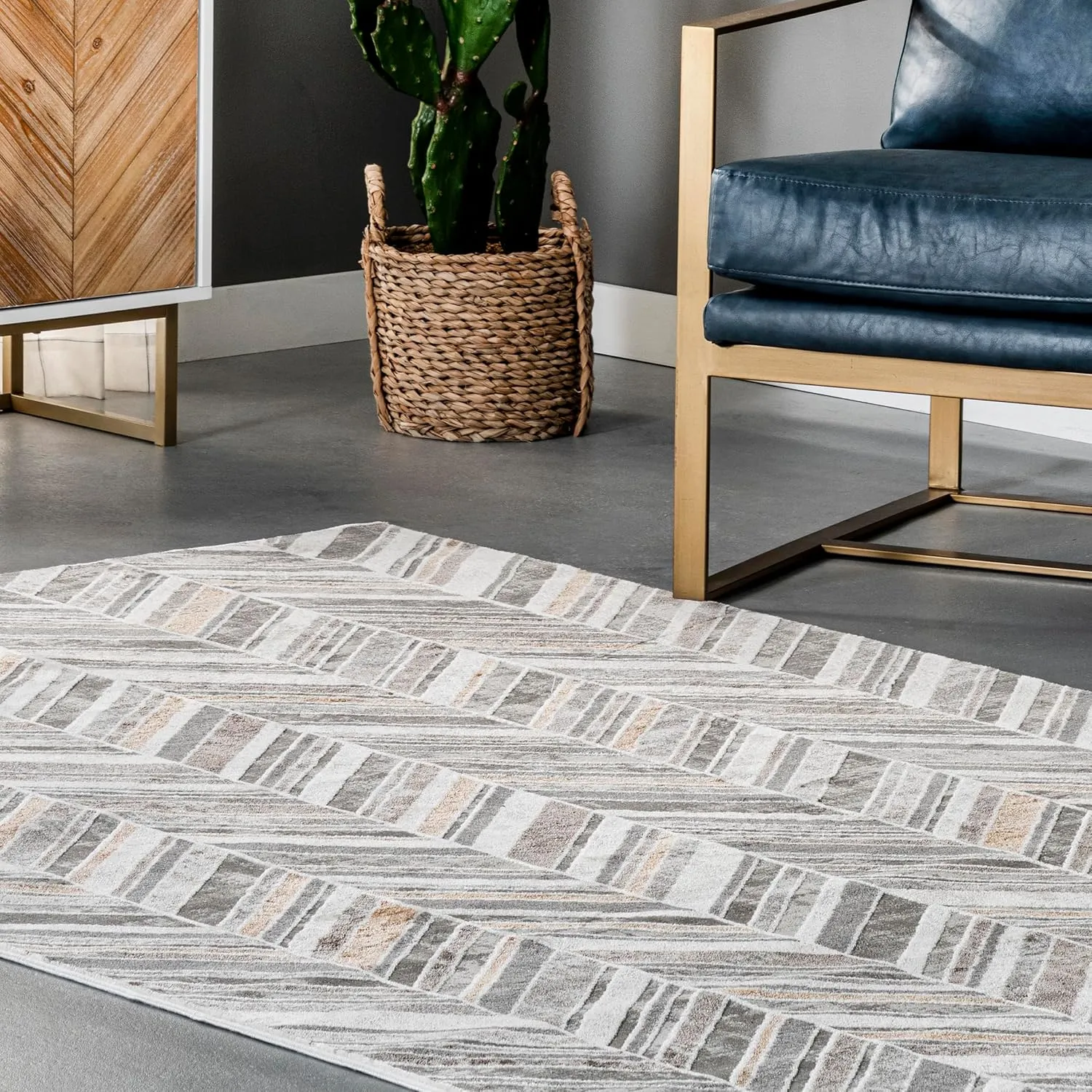 nuLOOM Masha Modern Abstract Chevron Area Rug, 5x8, Beige