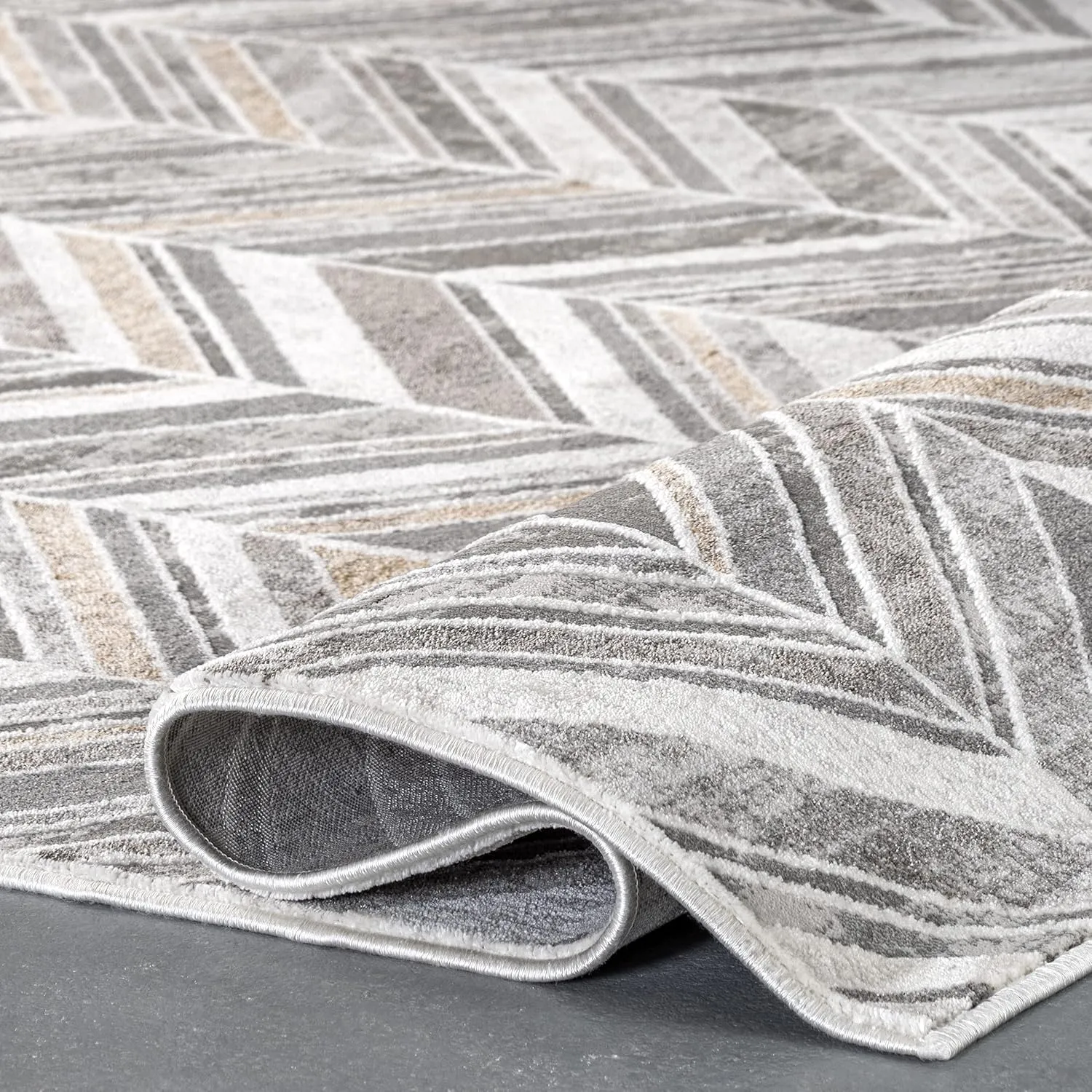 nuLOOM Masha Modern Abstract Chevron Area Rug, 5x8, Beige