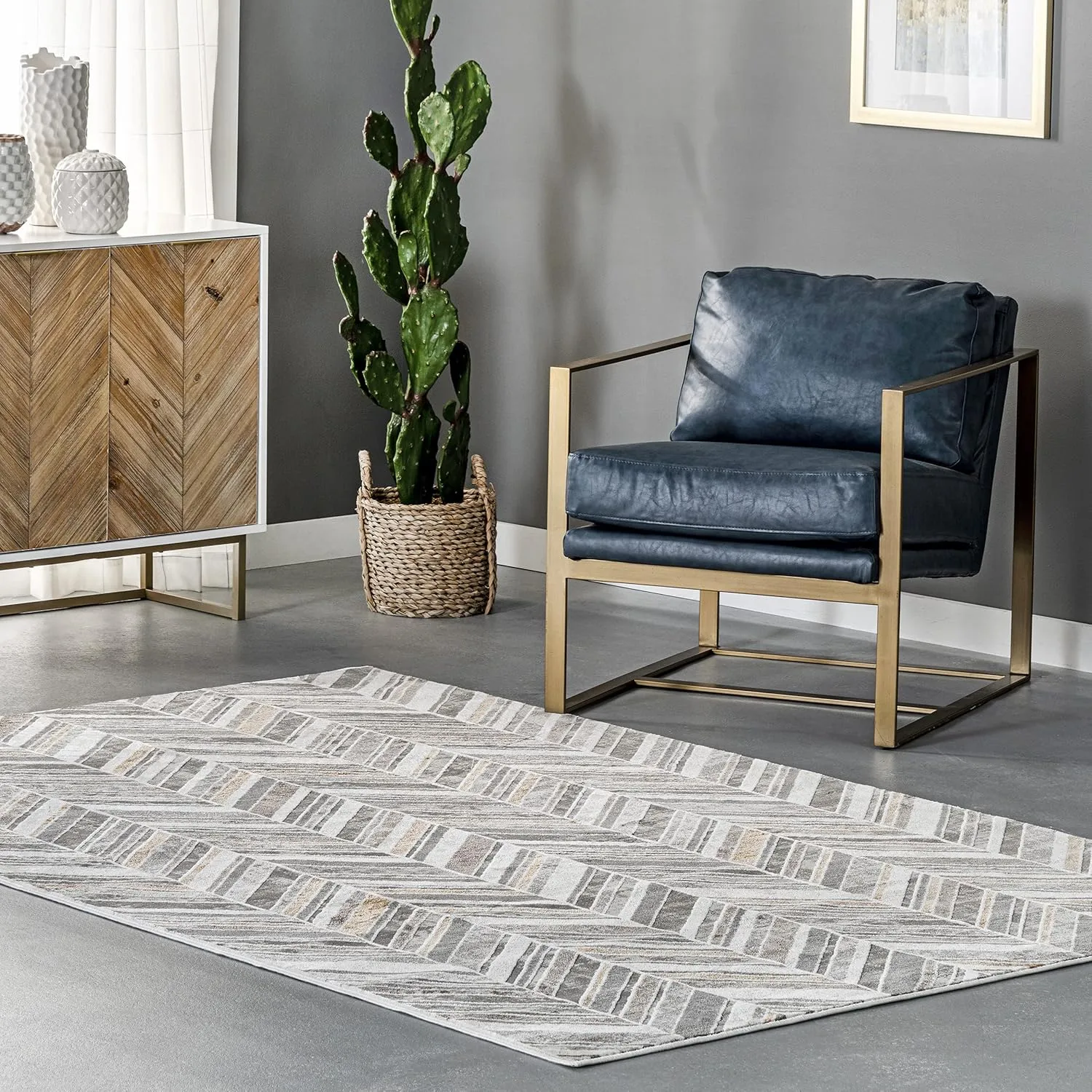 nuLOOM Masha Modern Abstract Chevron Area Rug, 5x8, Beige