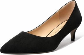 NUMALEO Womens Dating Dress Solid Pointed Toe Slip On Casual Kitten Low Heel Pumps Shoes 2 Inch
