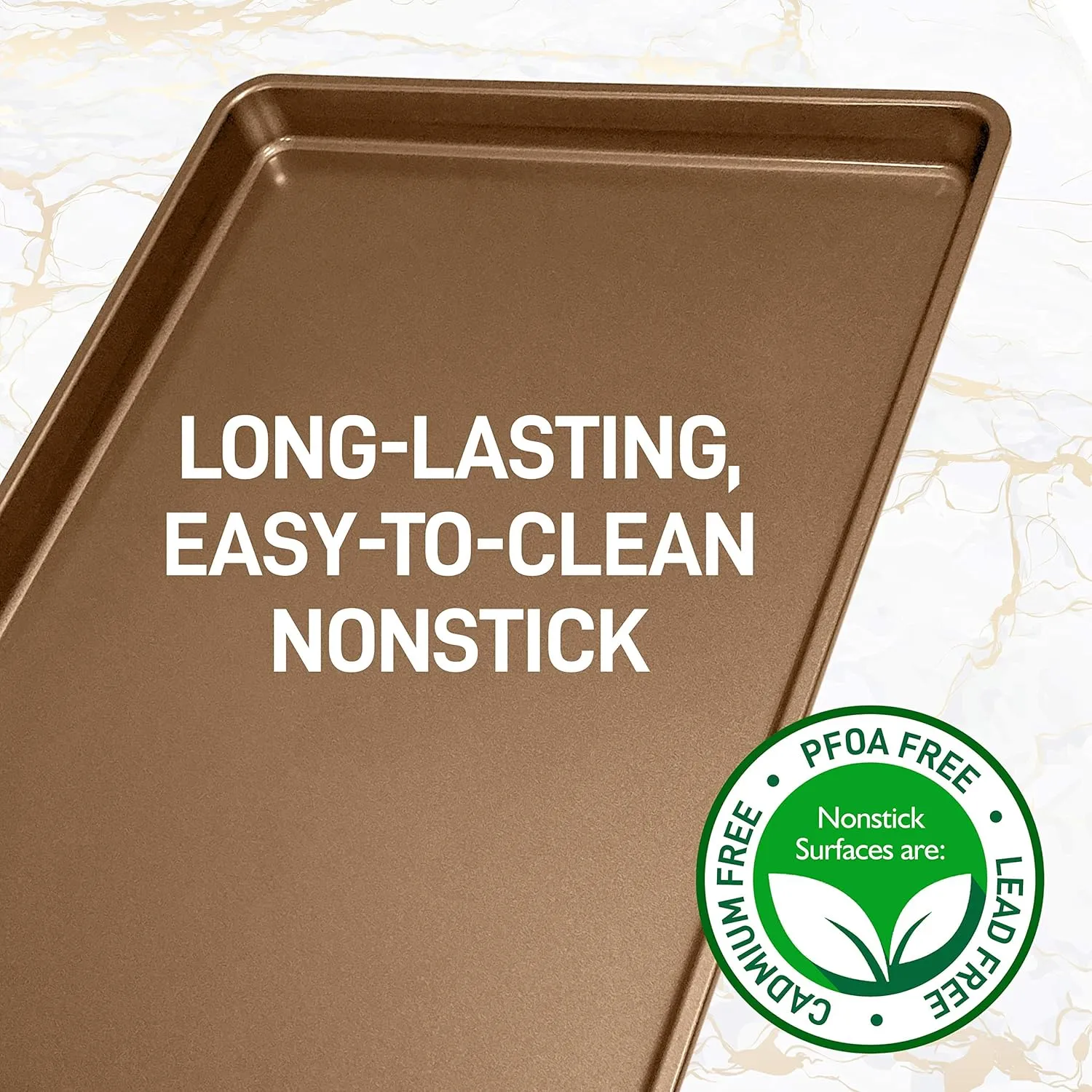 NutriChef Nonstick XL Cookie Sheet Baking Pan - Extra Large 22" x 16" Carbon Steel Oven Baking Sheet for Pastries, Desserts, & More - Dishwasher Safe, Gold