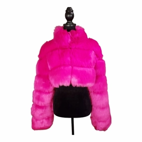 NWT Lanshifie Vibrant Pink Faux Fur Coat