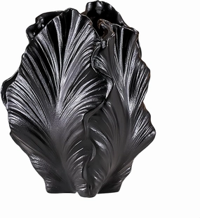 Ocean-Theme Ceramic vase, 8.6 ×5.7×5.3 inches，coasta Shell-Shaped vase，Centerpieces for Spaces Such as Tables, Shelves and fireplaces，Suitable for Various Decoration Styles (Black)