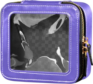 ODAWA Clear Toiletry Bag Medium Slate Blue Travel Make up Bag with Clear Window Makeup Bag for Women Men