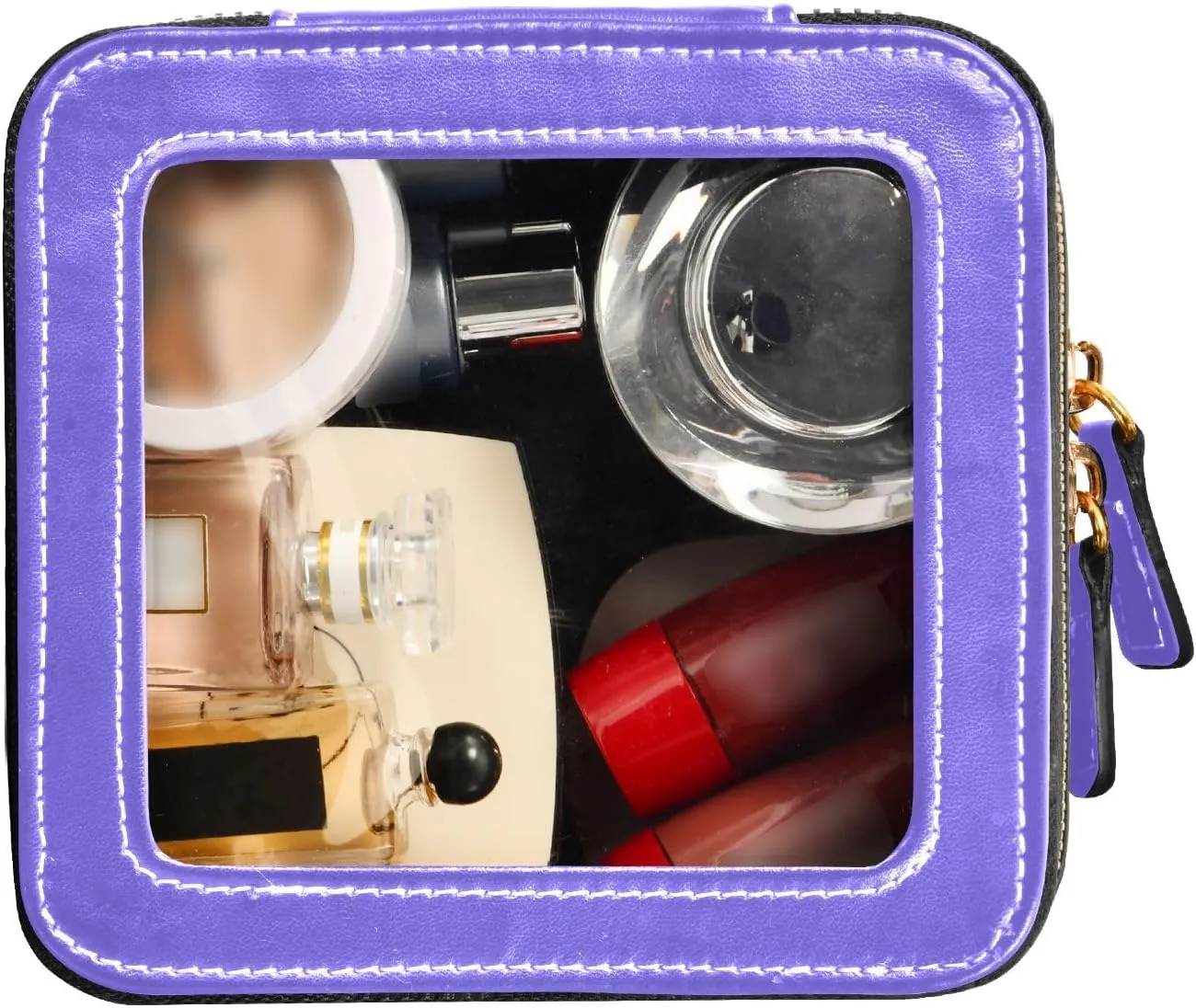 ODAWA Clear Toiletry Bag Medium Slate Blue Travel Make up Bag with Clear Window Makeup Bag for Women Men