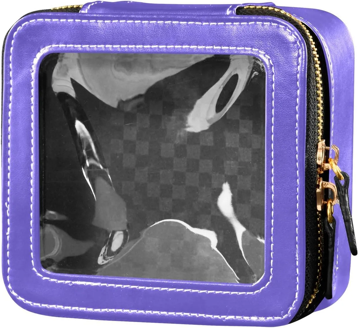 ODAWA Clear Toiletry Bag Medium Slate Blue Travel Make up Bag with Clear Window Makeup Bag for Women Men