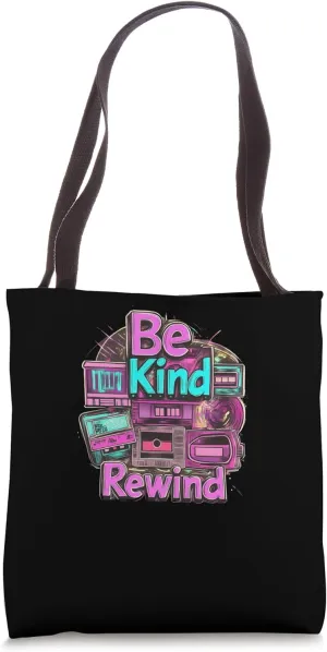 Old-School VCR "Be Kind, Rewind" 80s Video Rental Nostalgia Tote Bag