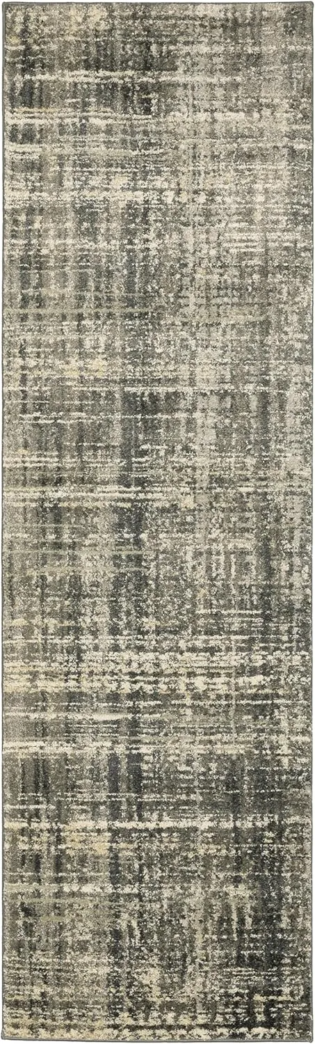 Oriental Weavers Astor Area Rug - 2541M - 2'3" x 7'6" - in Charcoal/Beige - Modern Style, Stain Resistant, Family and Pet Friendly, Entryway, Hallway Runner Rug