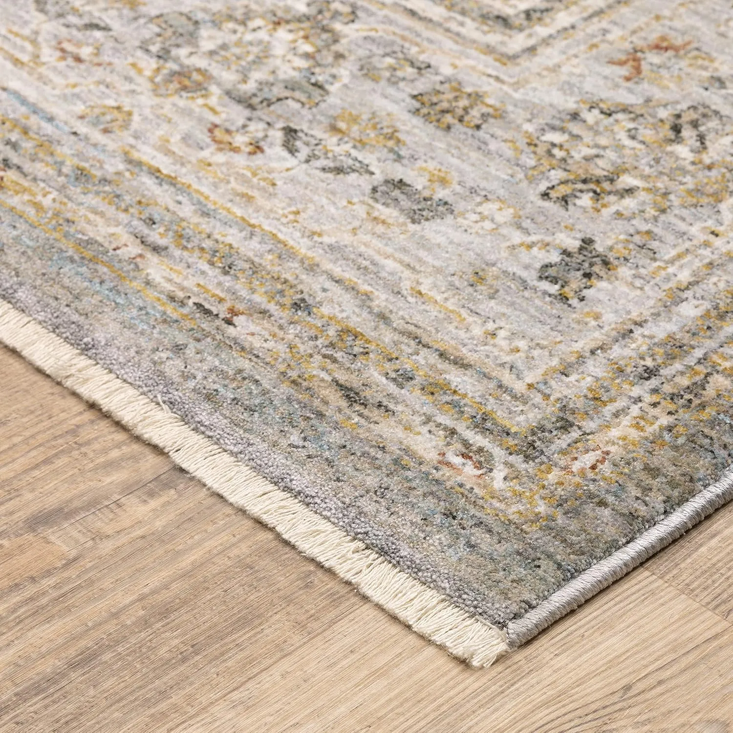 Oriental Weavers Maharaja Area Rug - 040M1-2'3" x 7'6" - in Beige/Grey - Vintage Inspired, Stain Resistant, Family and Pet Friendly, Entryway, Hallway Runner Rug