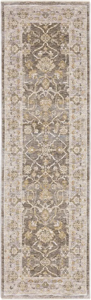 Oriental Weavers Maharaja Area Rug - 040M1-2'3" x 7'6" - in Beige/Grey - Vintage Inspired, Stain Resistant, Family and Pet Friendly, Entryway, Hallway Runner Rug