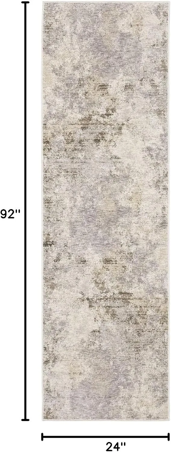 Oriental Weavers Nebulous Area Rug - 050J9-2'3" x 7'6" - in Ivory/Beige - Modern Style, Stain Resistant, Family and Pet Friendly, Entryway, Hallway Runner Rug