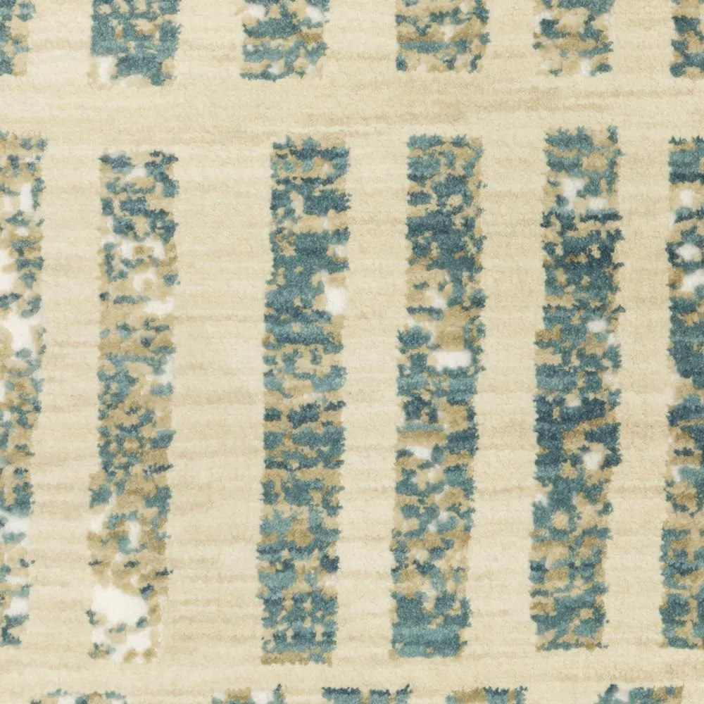 Oriental Weavers Reed Area Rug - RE12W - 2'3" x 7'6" - in Beige/Blue - Modern Style, Stain Resistant, Family and Pet Friendly, Entryway, Hallway Runner Rug