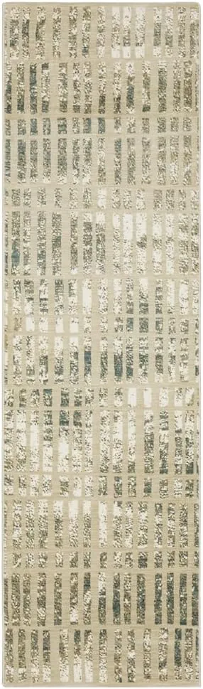 Oriental Weavers Reed Area Rug - RE12W - 2'3" x 7'6" - in Beige/Blue - Modern Style, Stain Resistant, Family and Pet Friendly, Entryway, Hallway Runner Rug
