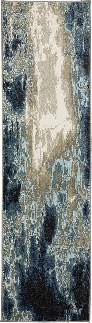 Oriental Weavers Venice Area Rug - 4151Z - 2'3" x 7'6" - in Blue/Grey - Modern Style, Stain Resistant, Family and Pet Friendly, Entryway, Hallway Runner Rug