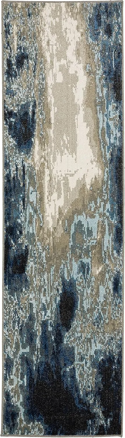 Oriental Weavers Venice Area Rug - 4151Z - 2'3" x 7'6" - in Blue/Grey - Modern Style, Stain Resistant, Family and Pet Friendly, Entryway, Hallway Runner Rug