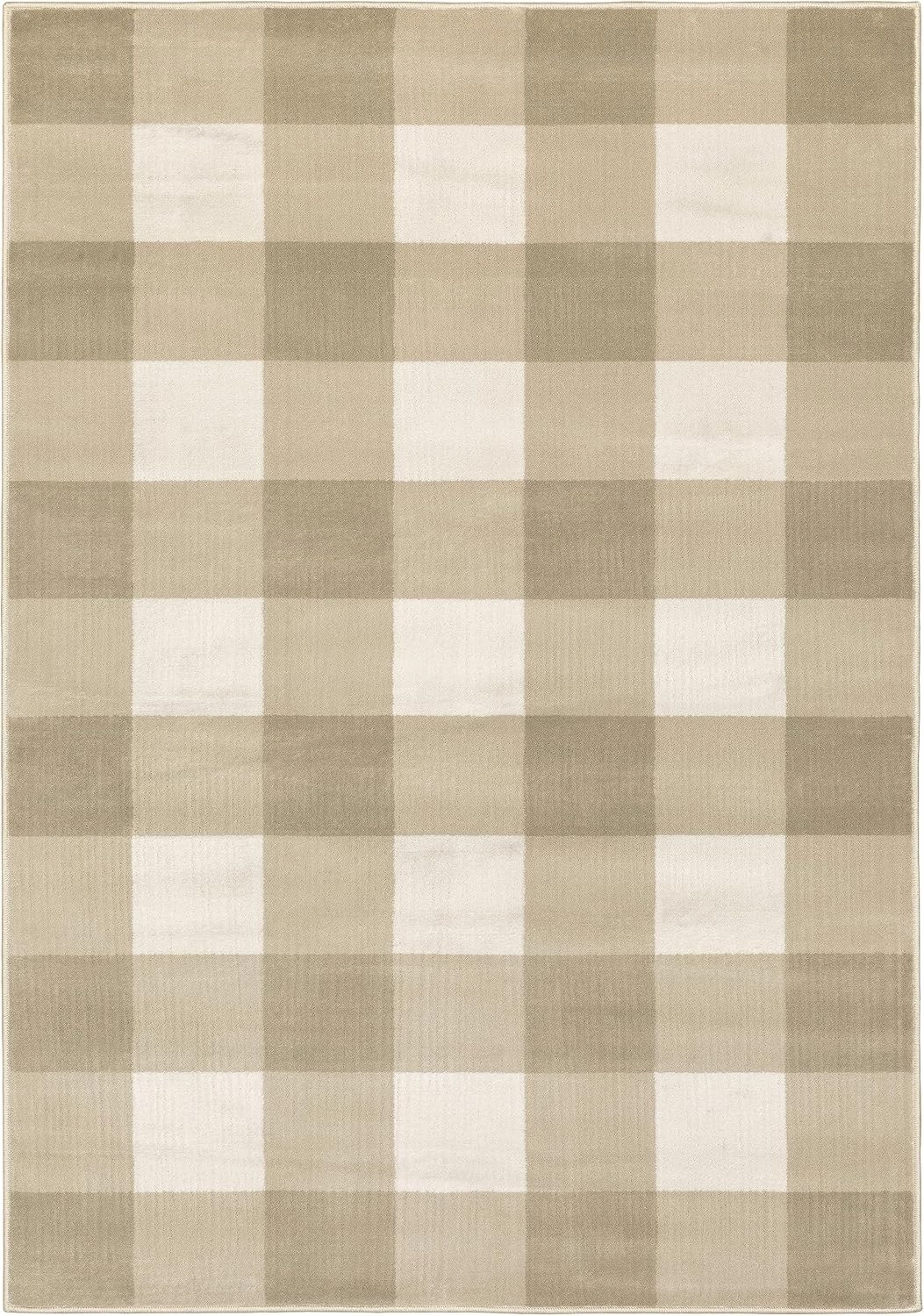 Oriental Weavers Georgia Area Rug - 678A0-3'10" x 5'5" - in Beige/Ivory - Modern Farmhouse Style, Stain Resistant, Family and Pet Friendly, Entrway, Bedroom Rug