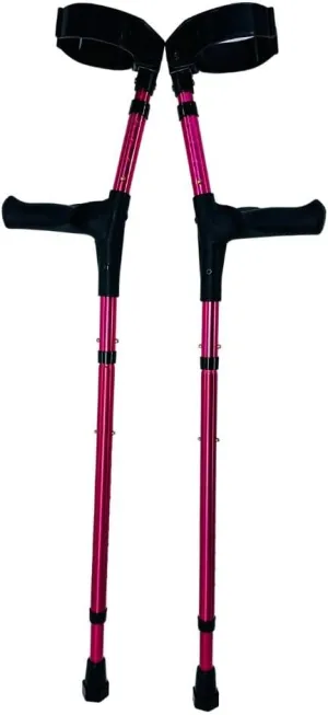 OrthoStix Hot Pink Foldable Adult Forearm Crutches Adjustable 4-inch Full Cuff