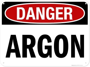 OSHA Danger Argon Sign, 18x24 Inches, 55 mil thick HDPS (high density polystyrene), Made in USA by My Sign Center