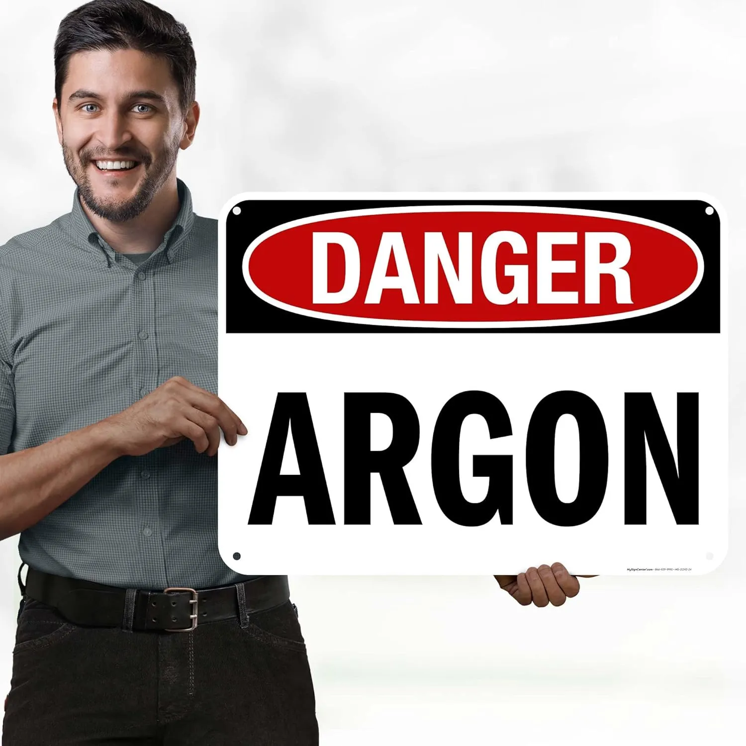 OSHA Danger Argon Sign, 18x24 Inches, 55 mil thick HDPS (high density polystyrene), Made in USA by My Sign Center