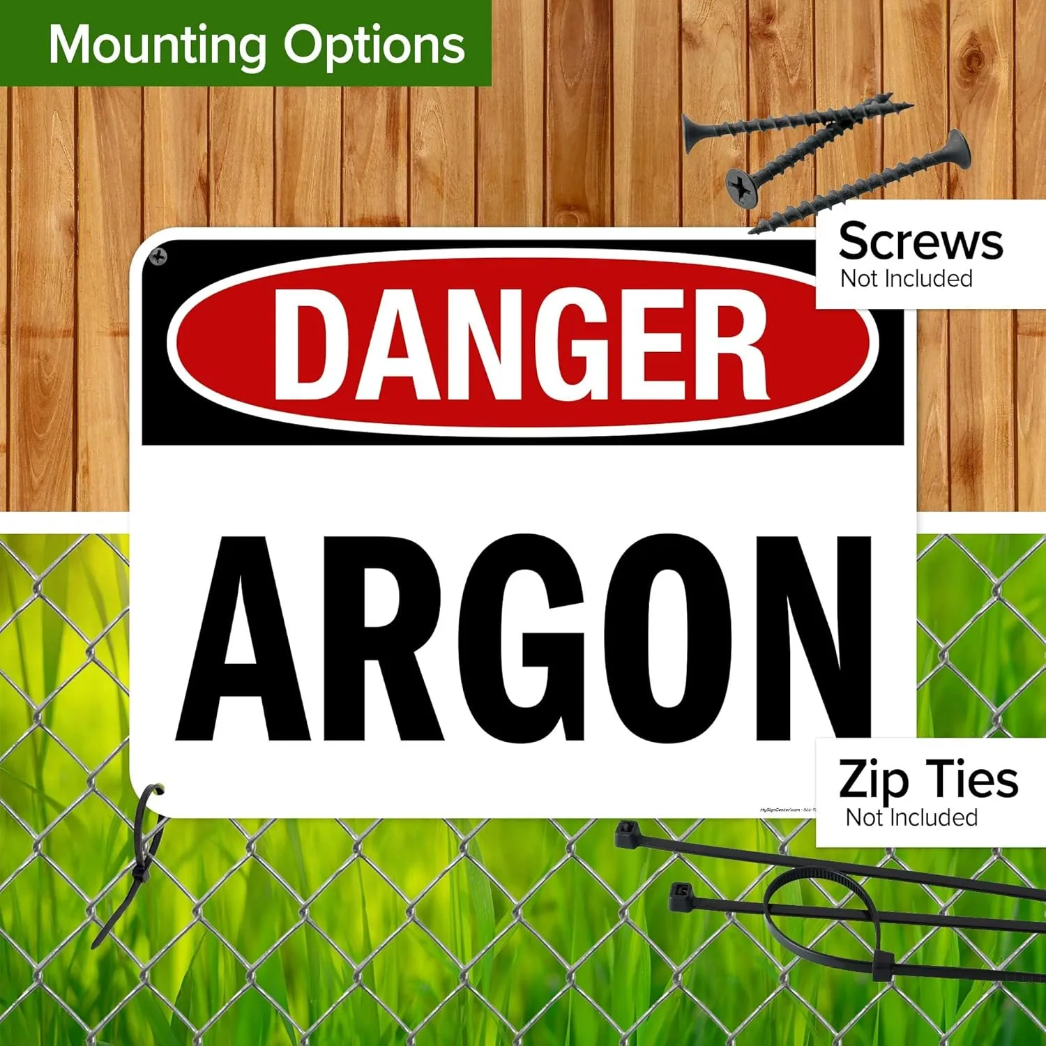 OSHA Danger Argon Sign, 18x24 Inches, 55 mil thick HDPS (high density polystyrene), Made in USA by My Sign Center