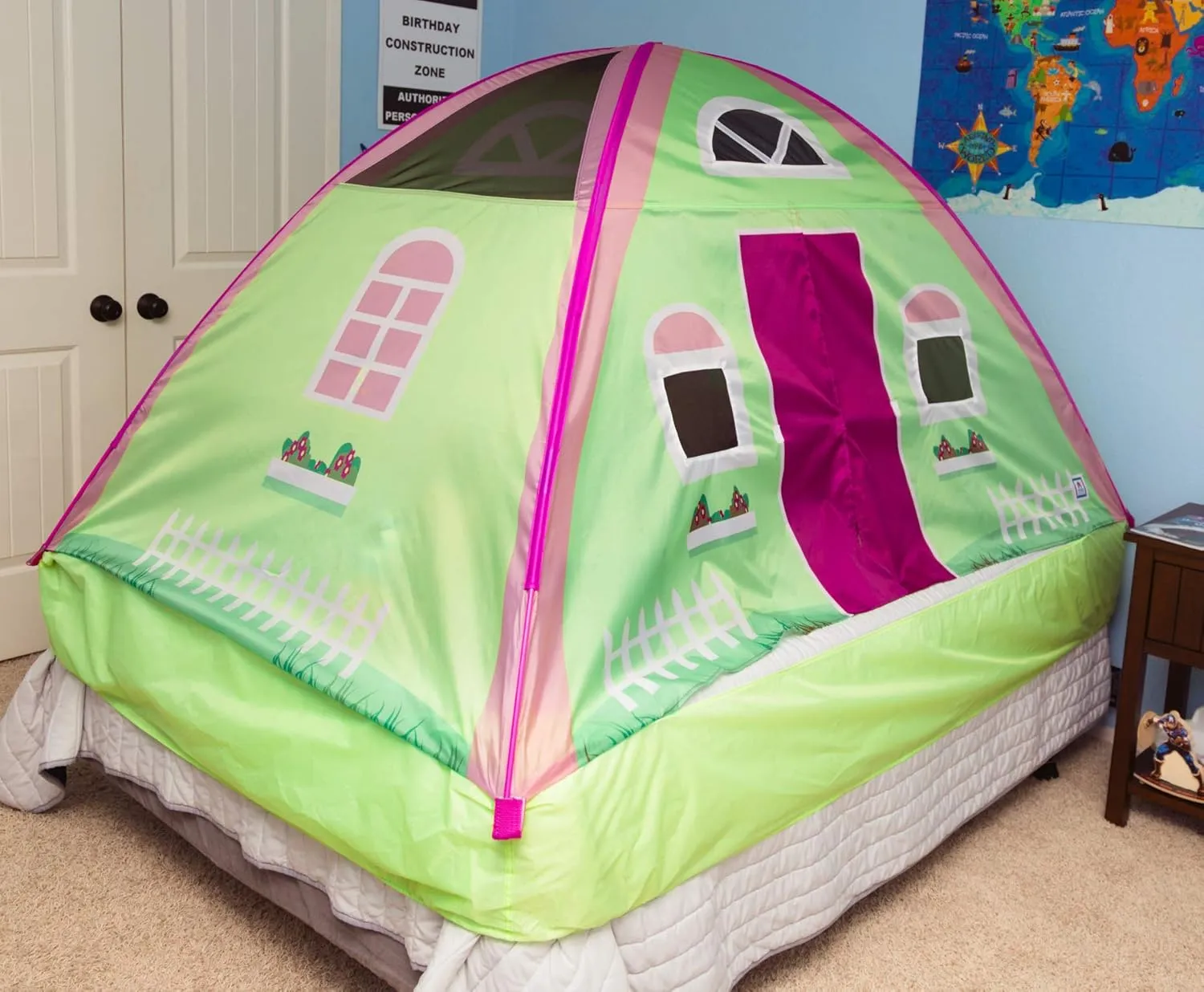 Pacific Play Tents 19601 Kids Cottage House Bed Tent Playhouse - Fits Full Size Mattress , Pink