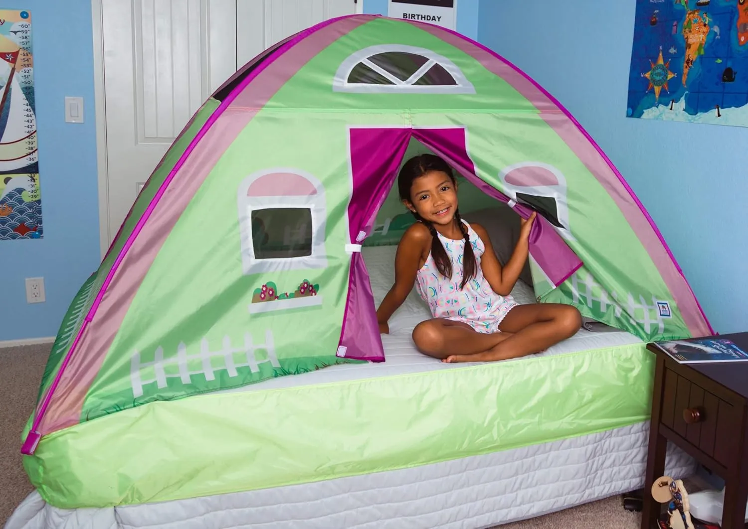 Pacific Play Tents 19601 Kids Cottage House Bed Tent Playhouse - Fits Full Size Mattress , Pink