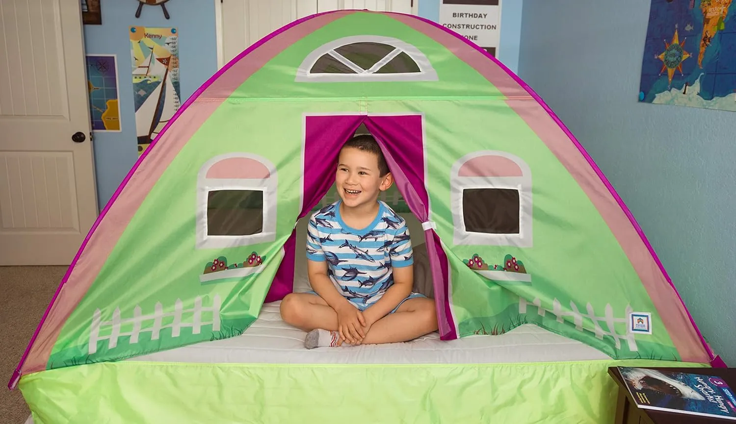 Pacific Play Tents 19601 Kids Cottage House Bed Tent Playhouse - Fits Full Size Mattress , Pink