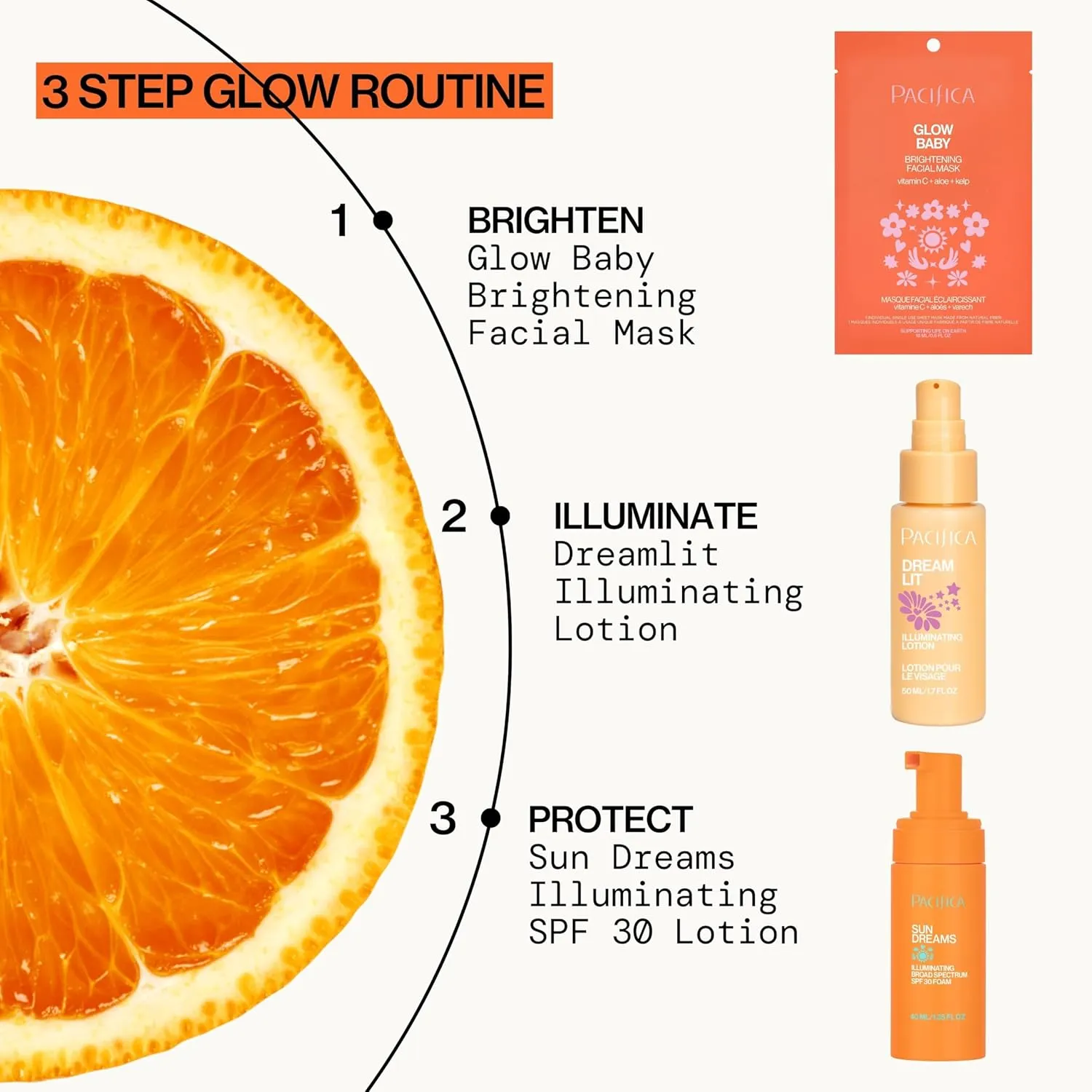 Pacifica Glow Baby Brightening Vitamin C Face Mask 4-Pack – Hydrating Serum-Soaked Sheet Mask for Glowing Skin, Fights Dullness & Dark Spots, Infused with Aloe & Kelp, 100% Vegan & Cruelty-Free​