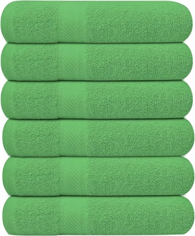 Pack of 6 Bath Towels 27 x 54 Inches, 100% Cotton, Larger & Lighter Weight, Quicker to Dry, Super Soft and Absorbent, Perfect for Bathroom (Light Green, Pack of 6 (27''x54''))