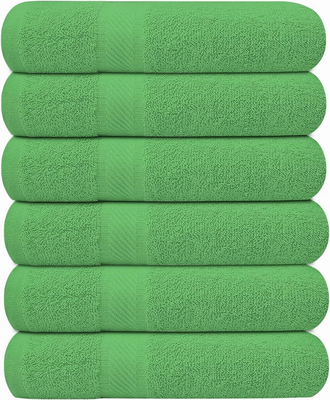 Pack of 6 Bath Towels 27 x 54 Inches, 100% Cotton, Larger & Lighter Weight, Quicker to Dry, Super Soft and Absorbent, Perfect for Bathroom (Light Green, Pack of 6 (27''x54''))