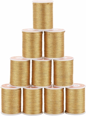 Pandahall 76.5 Yards Jewelry Polyester Cord Gold Beading String with Metallic Cord 1mm Chinese Knotting Cord Macrame Thread for Bracelet Jewelry Making
